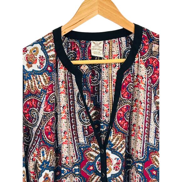 Faded Glory Blouse Womens Plus Size L V Neck Cold Shoulder Sleeve - Picture 4 of 12